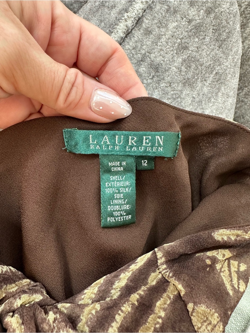 Vintage Lauren Ralph Lauren 100% Silk Geometric Print A-Line Skirt Size 12 - Picture 2 of 6